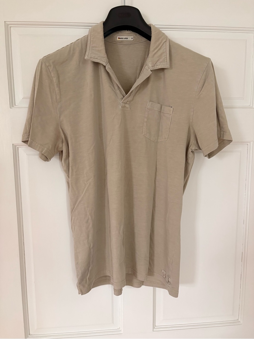 Marine Layer Men's Polo in Light Taupe